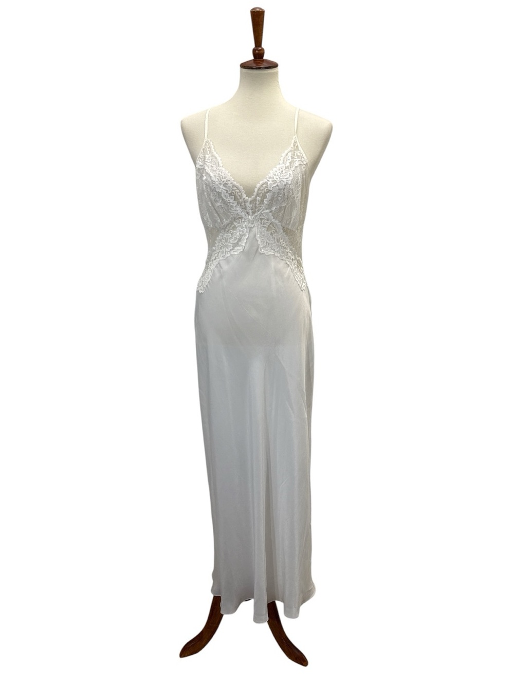 Jonquil By Diane Samandi Vintage Neiman Marcus White Satin/Lace Sheer nightgown